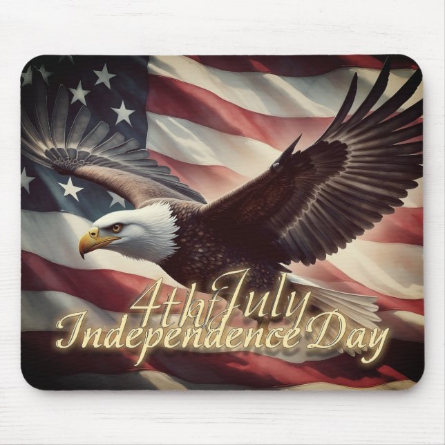 Mousepad Águia de 4 de Julho com Bandeira Americana (Frente)