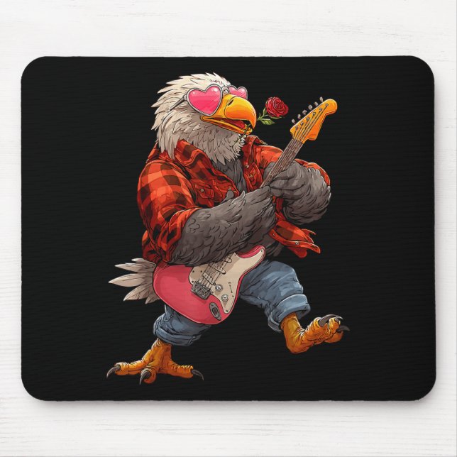 Mousepad Águia Fofa Tocando Violão Guitarrista Animal Valen (Frente)