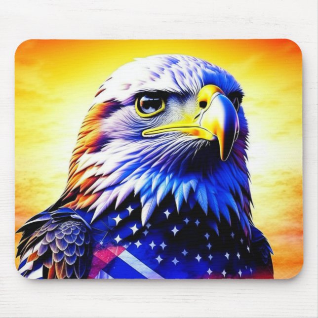 Mousepad Águia Patriótica e Bandeira Americana (Frente)