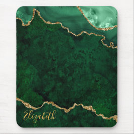 Mousepad Águlo de Geodo Dourado Verde da Aquarela