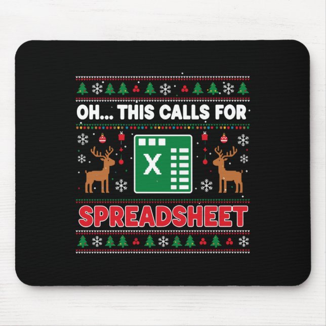 Mousepad Ah, Isso Uma Suéter De Natal De Planilha (Frente)
