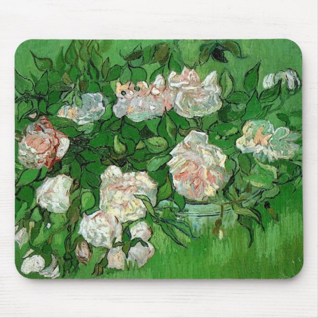 Mousepad Ainda com vida: Rosas rosa por Vincent van Gogh (Frente)