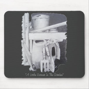 Mousepad ainda desenho da vida de ferramentas de jardim