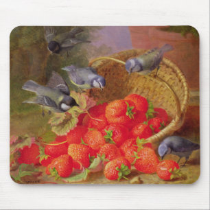 Mousepad Ainda vida com morangos e Bluetits