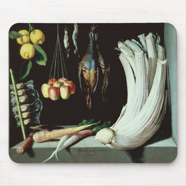 Mousepad Ainda vida com pássaros inoperantes, fruta e (Frente)