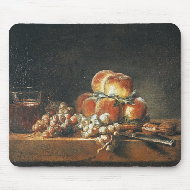 Mousepad Ainda vida dos pêssegos, loucos, uvas (Frente)