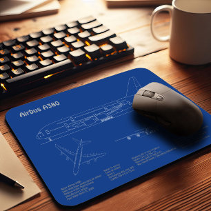 Mousepad Airbus a380 - Planos de desenho do avião Blueprint
