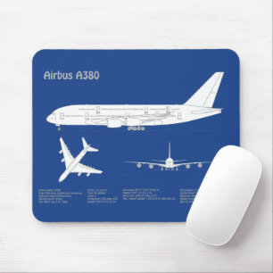 Mousepad Airbus a380 - Planos de desenho do avião Blueprint
