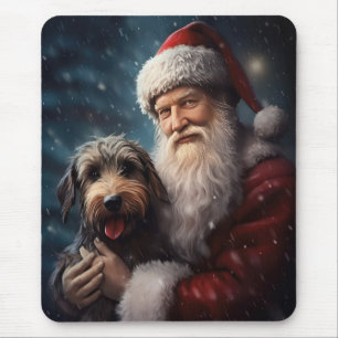 Mousepad Airedale com Papai Noel Natal Festivo