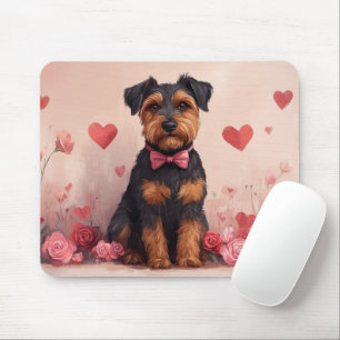 Mousepad Airedale com Rosas - Dia dos Namorados