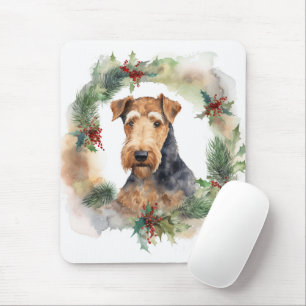 Mousepad Airedale Festivo Fretal Da Fome De Natal