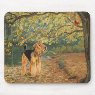 Mousepad Airedale Terrier Birdwatch