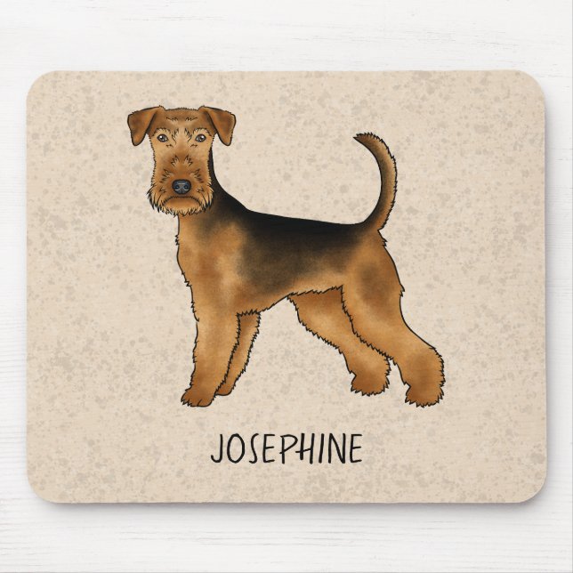 Mousepad Airedale Terrier Cachorro de Desenho Animado Fofo  (Frente)