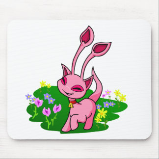 Mousepad Aisha cor-de-rosa Prancing através das flores