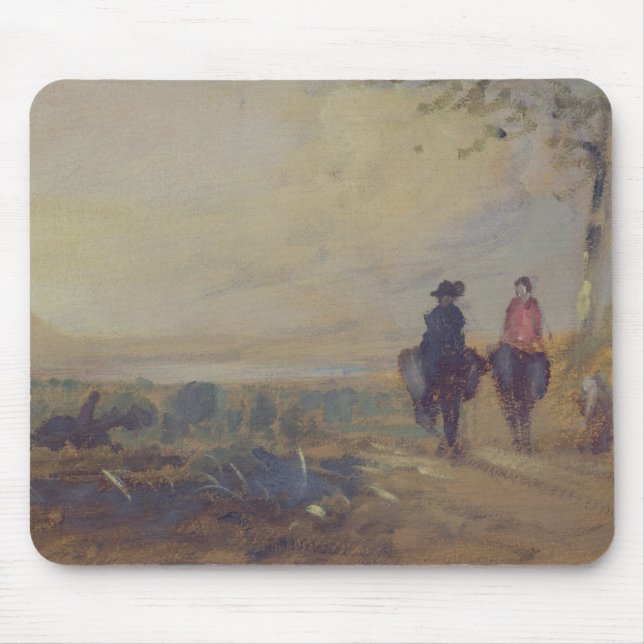 Mousepad Ajardine com o lago e as duas figuras que montam, (Frente)