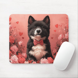 Mousepad Akita Americano com Rosas - Dia dos Namorados