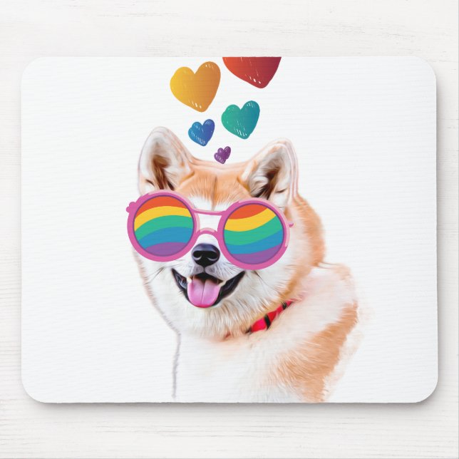 Mousepad Akita Dog com Dia de os namorados de Corações (Frente)