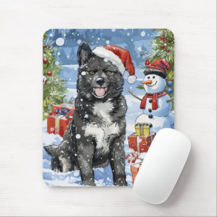 Mousepad Akita Dog Winter Wonderland Natal Joy