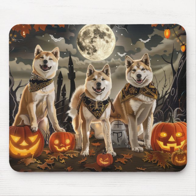 Mousepad Akita Halloween Spooky (Frente)