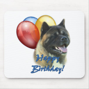 Mousepad Akita Happy Birthday Balloons