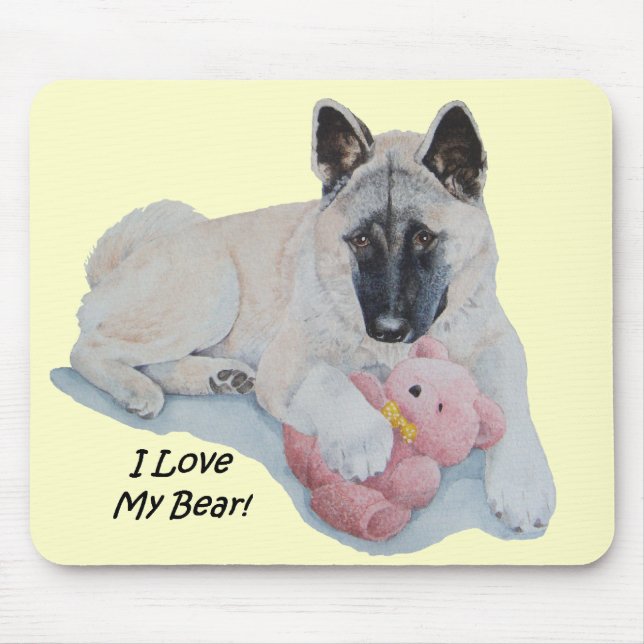 Mousepad akita mascarada negra com um cão fofo de brinquedo (Frente)