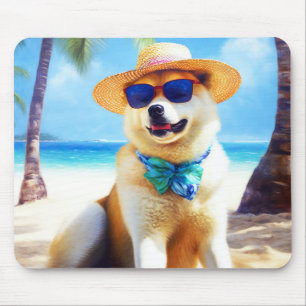 Mousepad Akita na Praia, presente de verão para amantes de