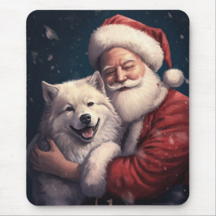 Mousepad Akita no Natal Festivo do Papai Noel