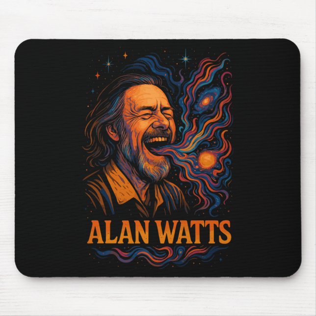 Mousepad Alan Watts ri da Galaxy Universe Psychedelic Art P (Frente)