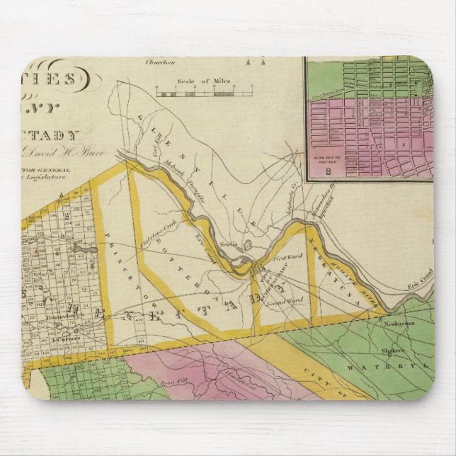 Mousepad Albany, condados de Schenectady (Frente)