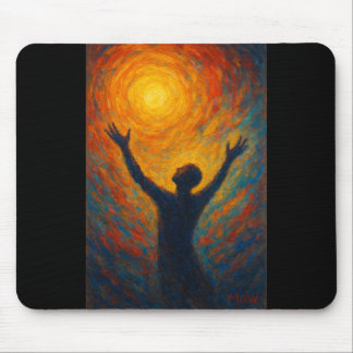 Mousepad “Alcançando a Luz — Silhueta Abstrata a Óleo”