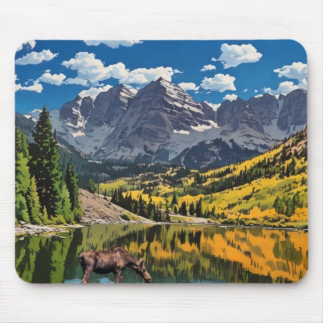 Mousepad Alce em Maroon Bells (Frente)