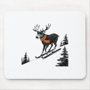 Mousepad Alce Esquiando – Montanha de Inverno Divertida, Es