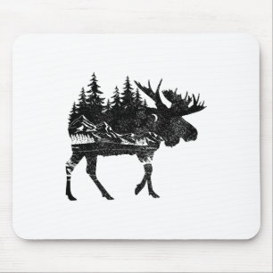 Mousepad Alce Natureza Alasca Caminhada Pesca Acampamento C
