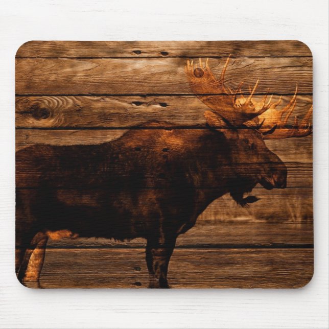 Mousepad alces de madeira afligidos outdoorsman do touro (Frente)