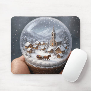 Mousepad Aldeia de Inverno numa Bola de Neve de Natal
