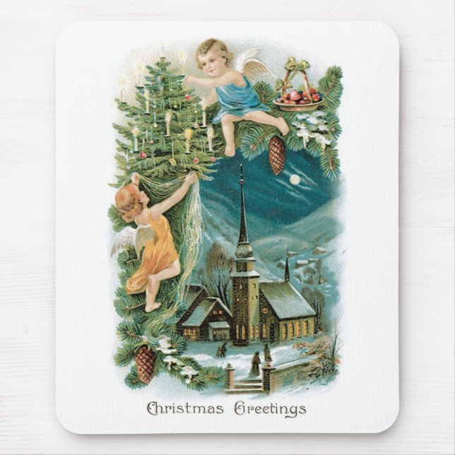 Mousepad Aldeia de Natal com Anjos (Frente)