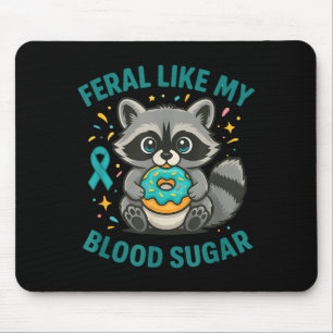 Mousepad Alegre Açúcar no Sangue Guaxinim Comida Caos Diabe