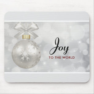 Mousepad Alegria à Bola de Natal do World Elegant Silver