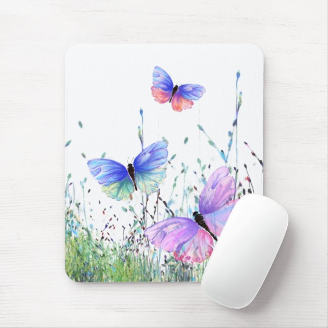 Mousepad Alegria da Primavera - Borboletas Coloridas Voando (Com mouse)