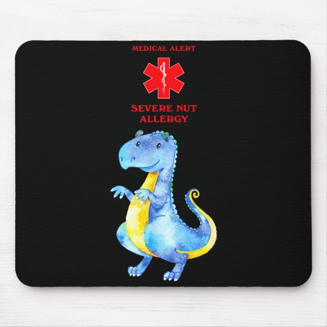 Mousepad Alerta médico de conscientização sobre alergia gra (Frente)