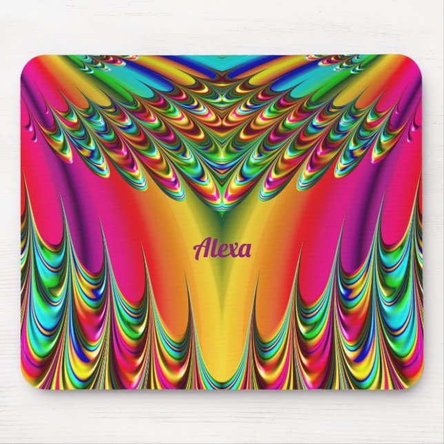 Mousepad ALEXA ~ Zany Amarelo-quente, azul, verde e rosa (Frente)