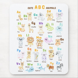 Mousepad Alfabeto Animal ABC Animais fofos