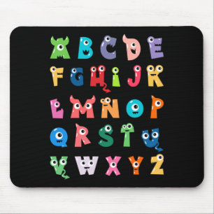 Mousepad Alfabeto de Monstro Fofo Abc Professor de Hallowee