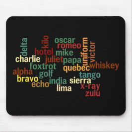 Mousepad Alfabeto fonético de OTAN (fundo escuro)