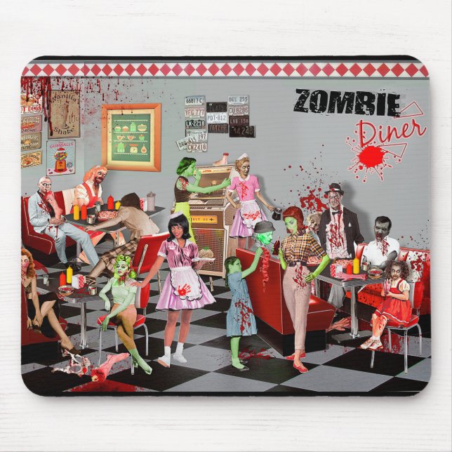 Mousepad Alfombrilla De Coche Zombie Diner (Frente)