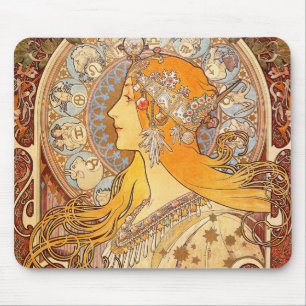 Mousepad Alfonse Mucha Zodiac Art Nouveau Mulher