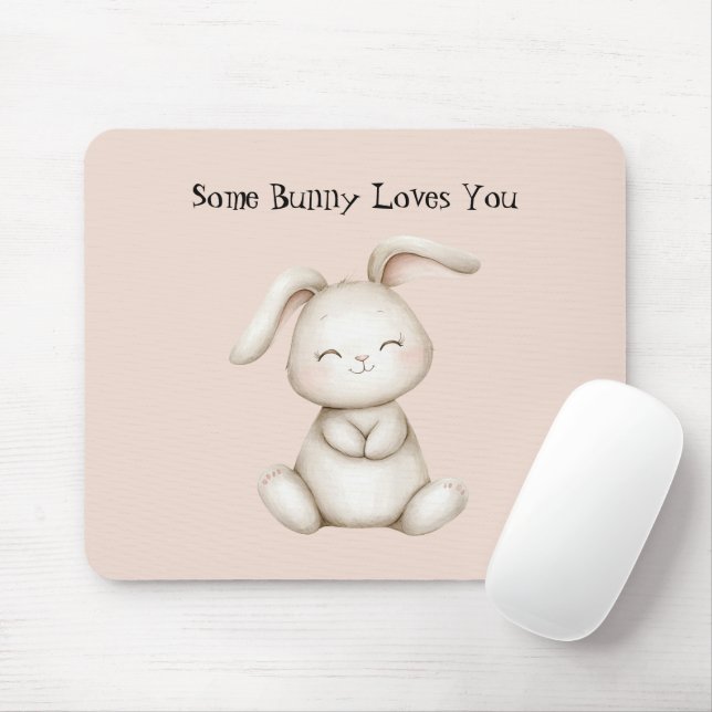 Mousepad Algum Coelhinho Ama Você (Com mouse)