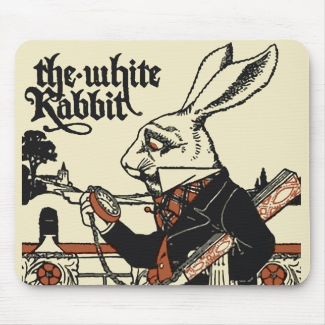 Mousepad Alice Coelho Branco Clássico País das Maravilhas  (Frente)