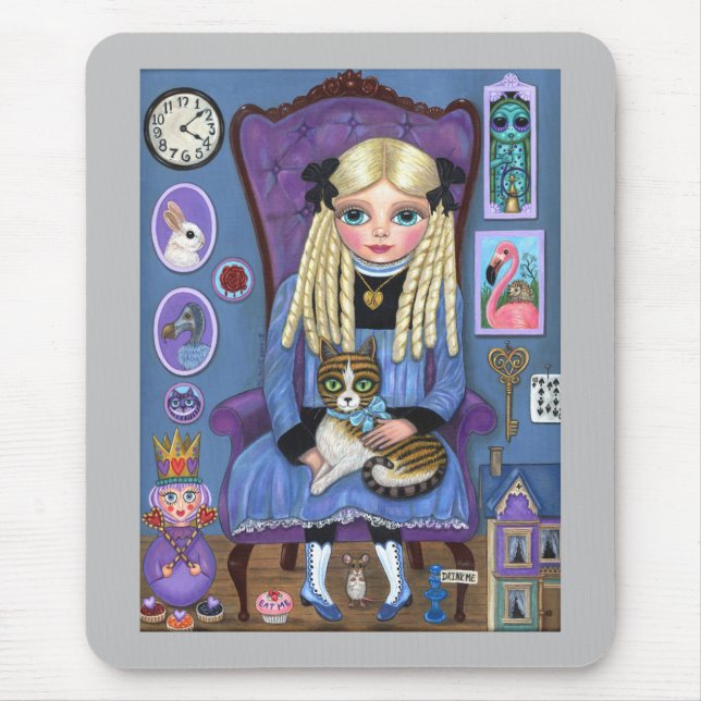 Mousepad Alice no País das Maravilhas e Dinah Cat Fada Fáci (Frente)