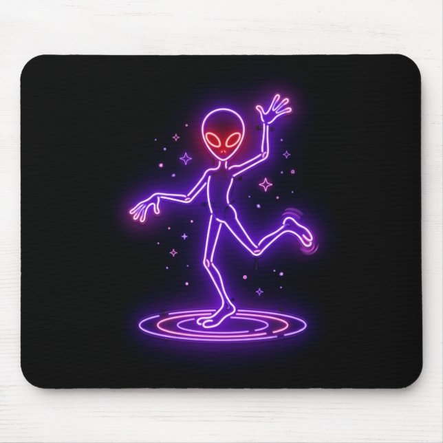 Mousepad Alienígena de desenho animado dançando entre peque (Frente)